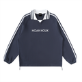 Noah Houk Contrast Striped Lapel Collar Sweatshirt
