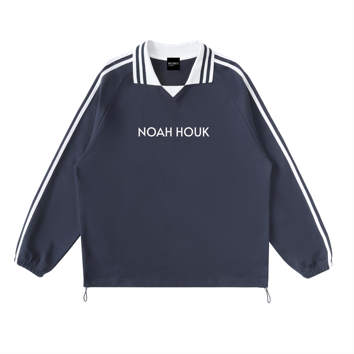 Noah Houk Contrast Striped Lapel Collar Sweatshirt