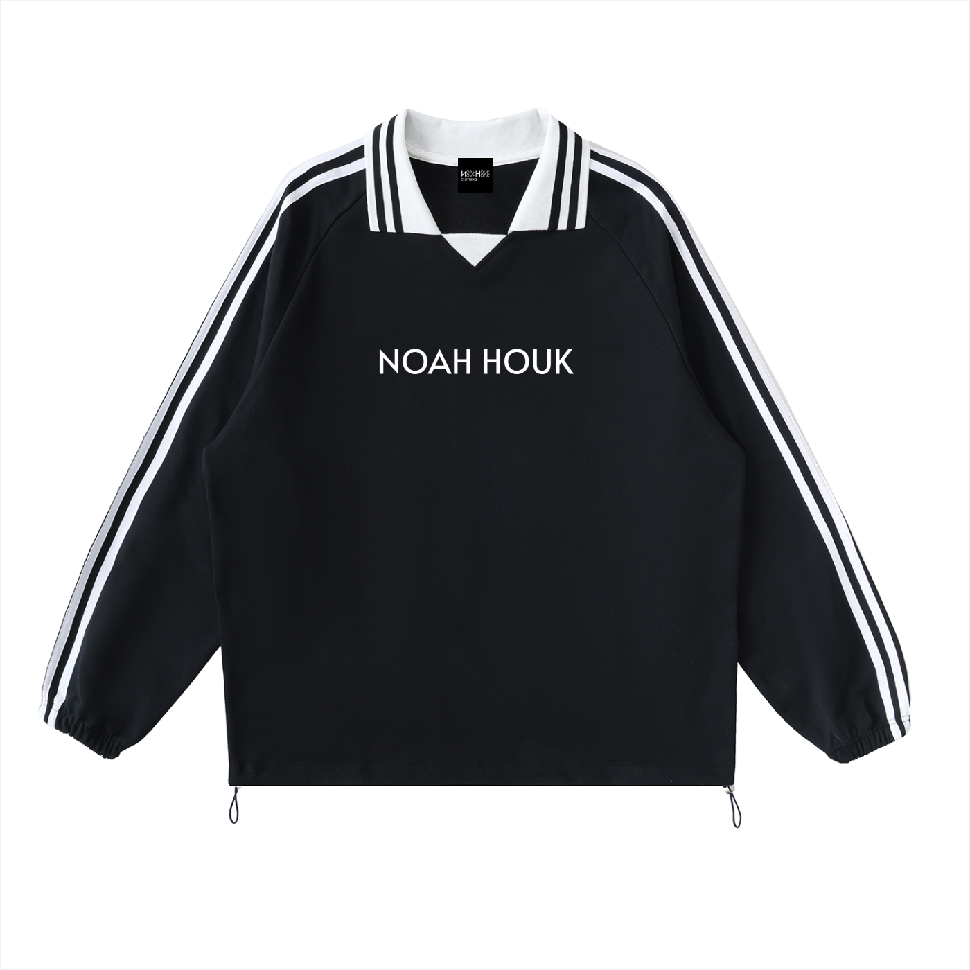 Noah Houk Contrast Striped Lapel Collar Sweatshirt