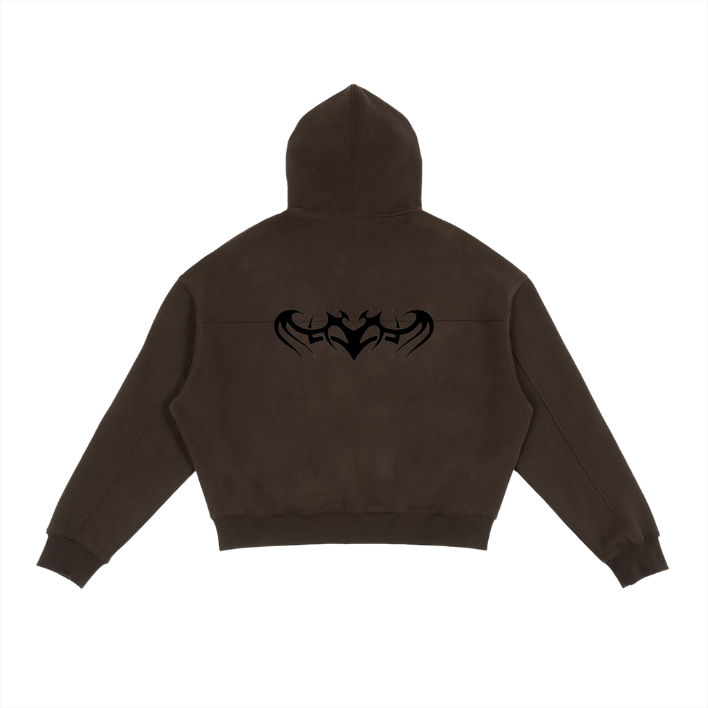 Tattoo Fleece Zip-Up Boxy Hoodie