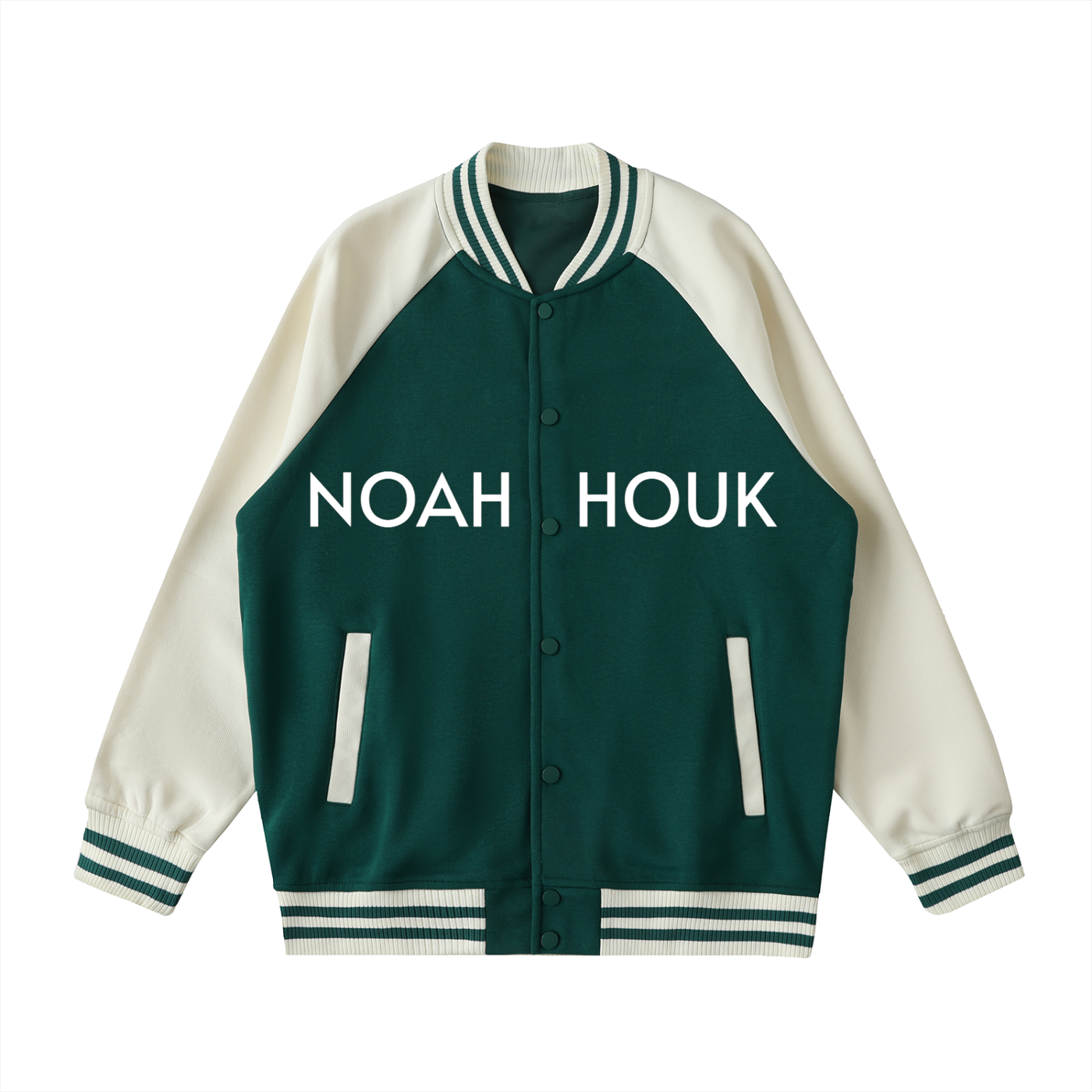 Noah Houk Two Tone Raglan Sleeve Varsity Jacket