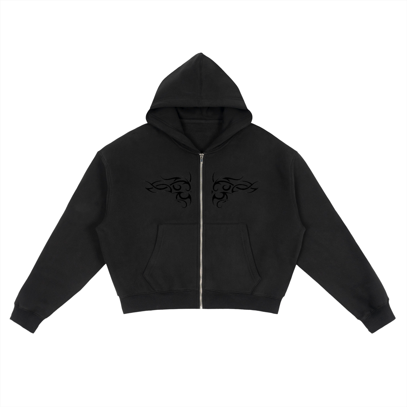 Tattoo Fleece Zip-Up Boxy Hoodie