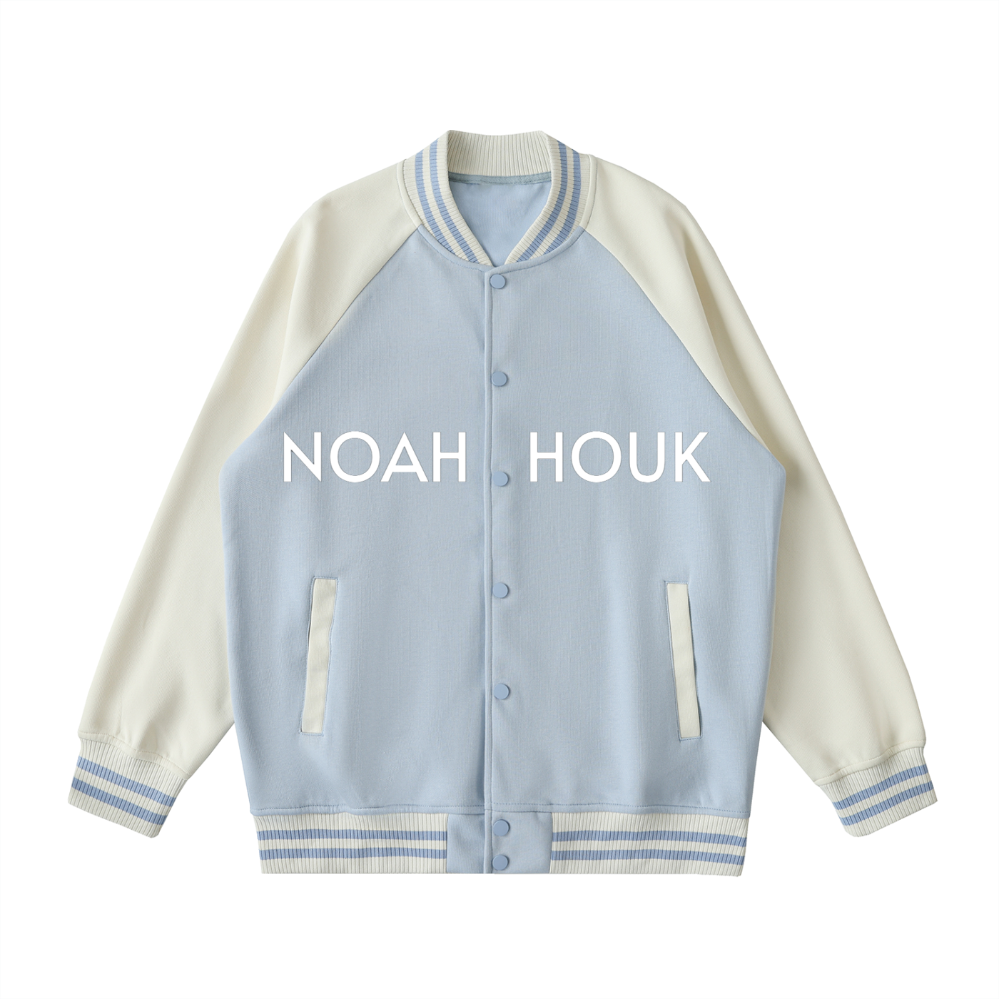 Noah Houk Two Tone Raglan Sleeve Varsity Jacket