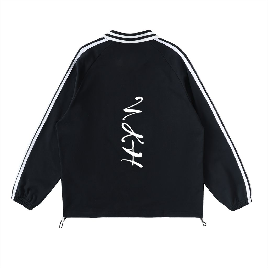 Noah Houk Contrast Striped Lapel Collar Sweatshirt