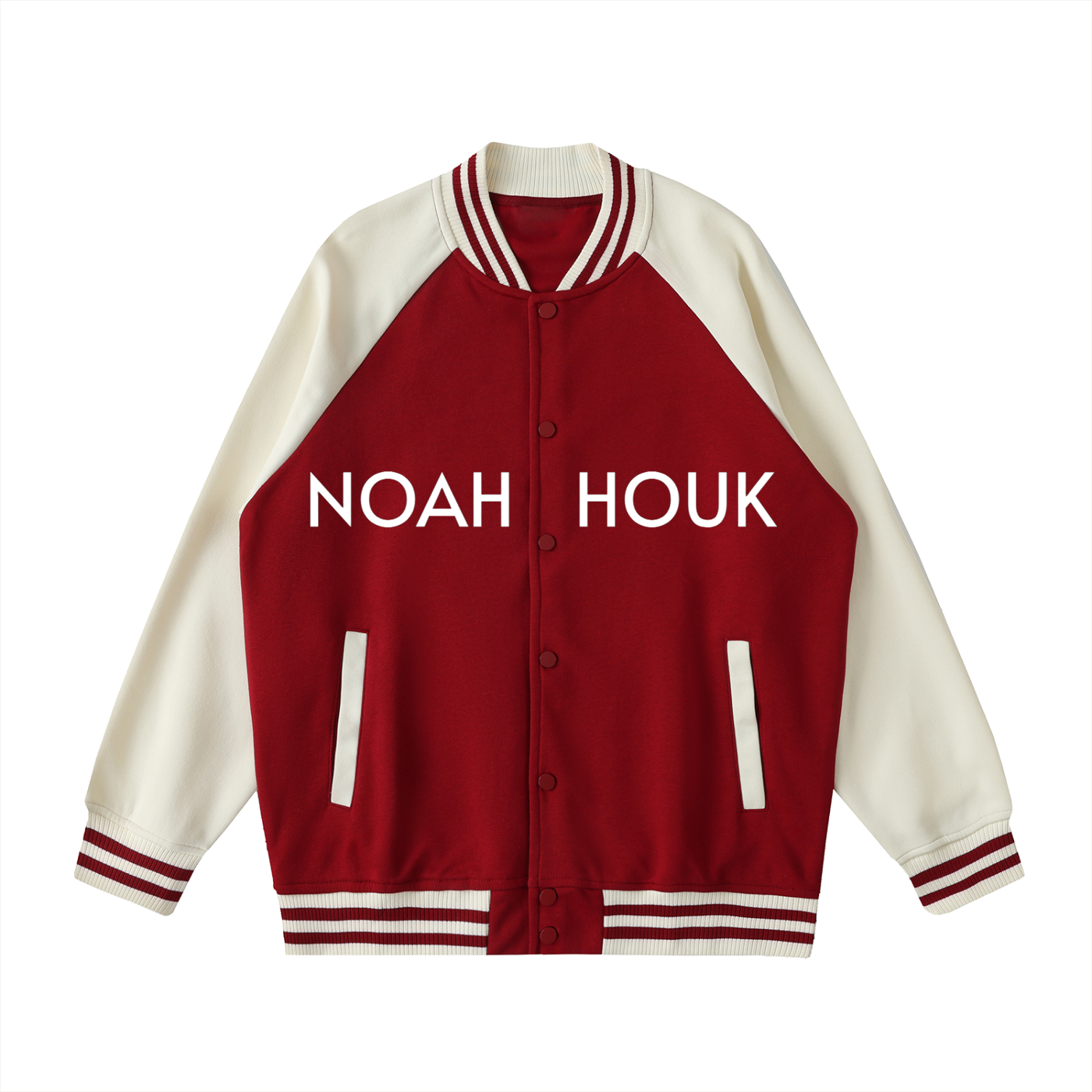 Noah Houk Two Tone Raglan Sleeve Varsity Jacket