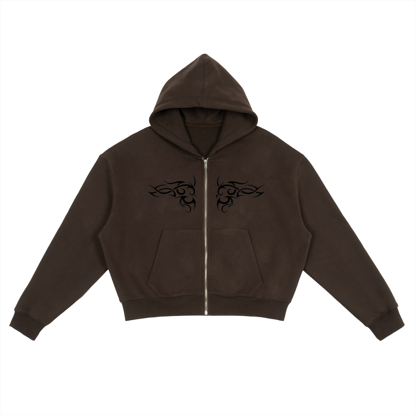 Tattoo Fleece Zip-Up Boxy Hoodie