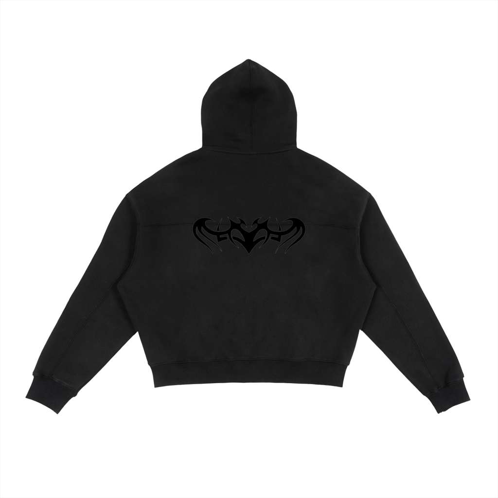 Tattoo Fleece Zip-Up Boxy Hoodie