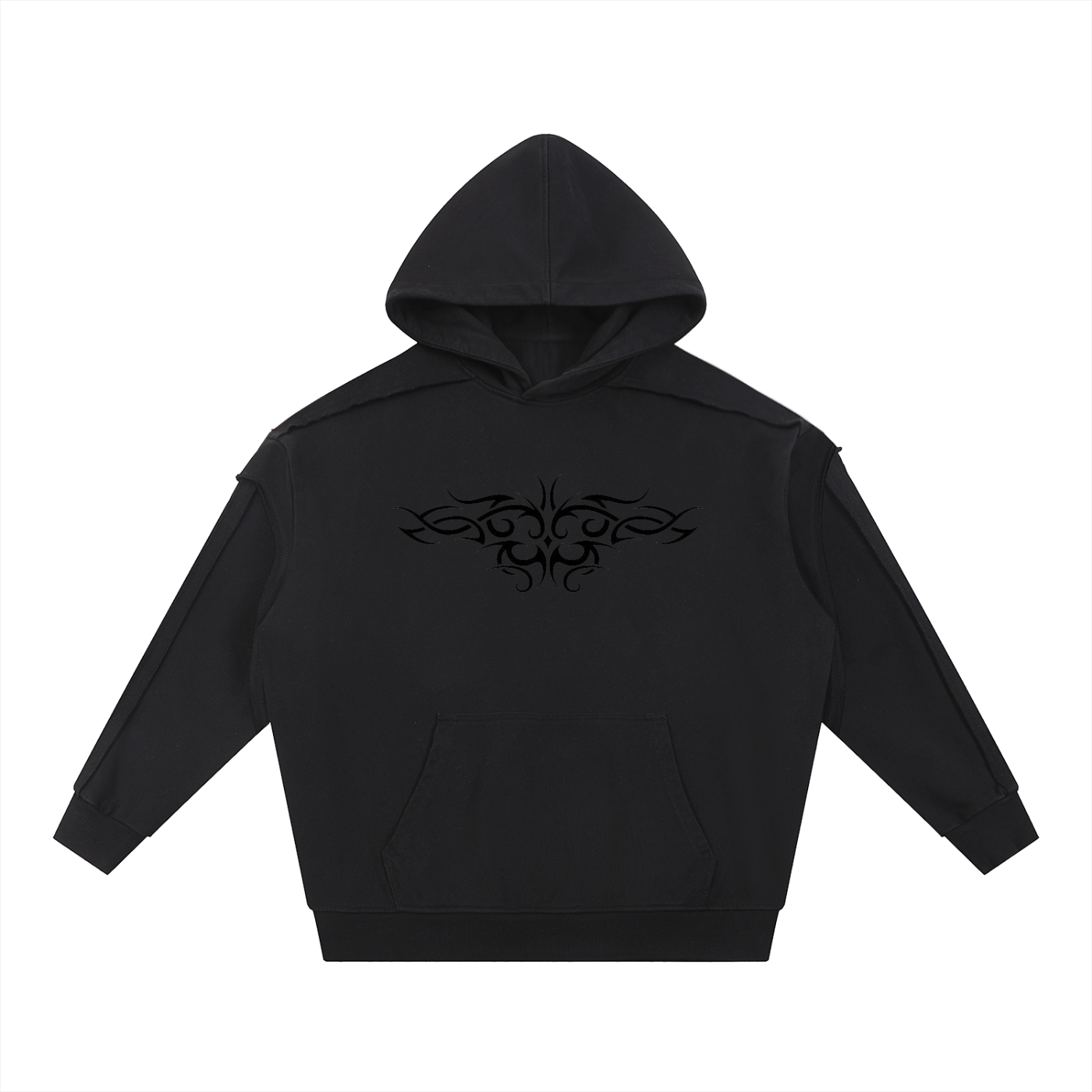 Tattoo Raw Edge Double Layered Hoodie