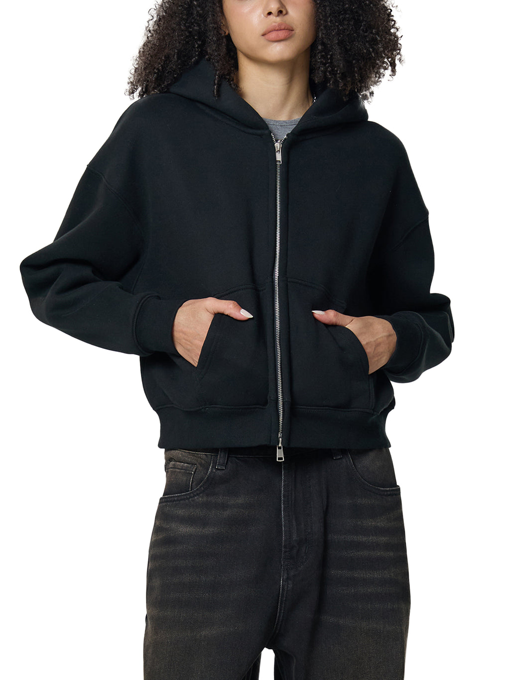 NH Fleece Women's Zip-Up Cropped Hoodie