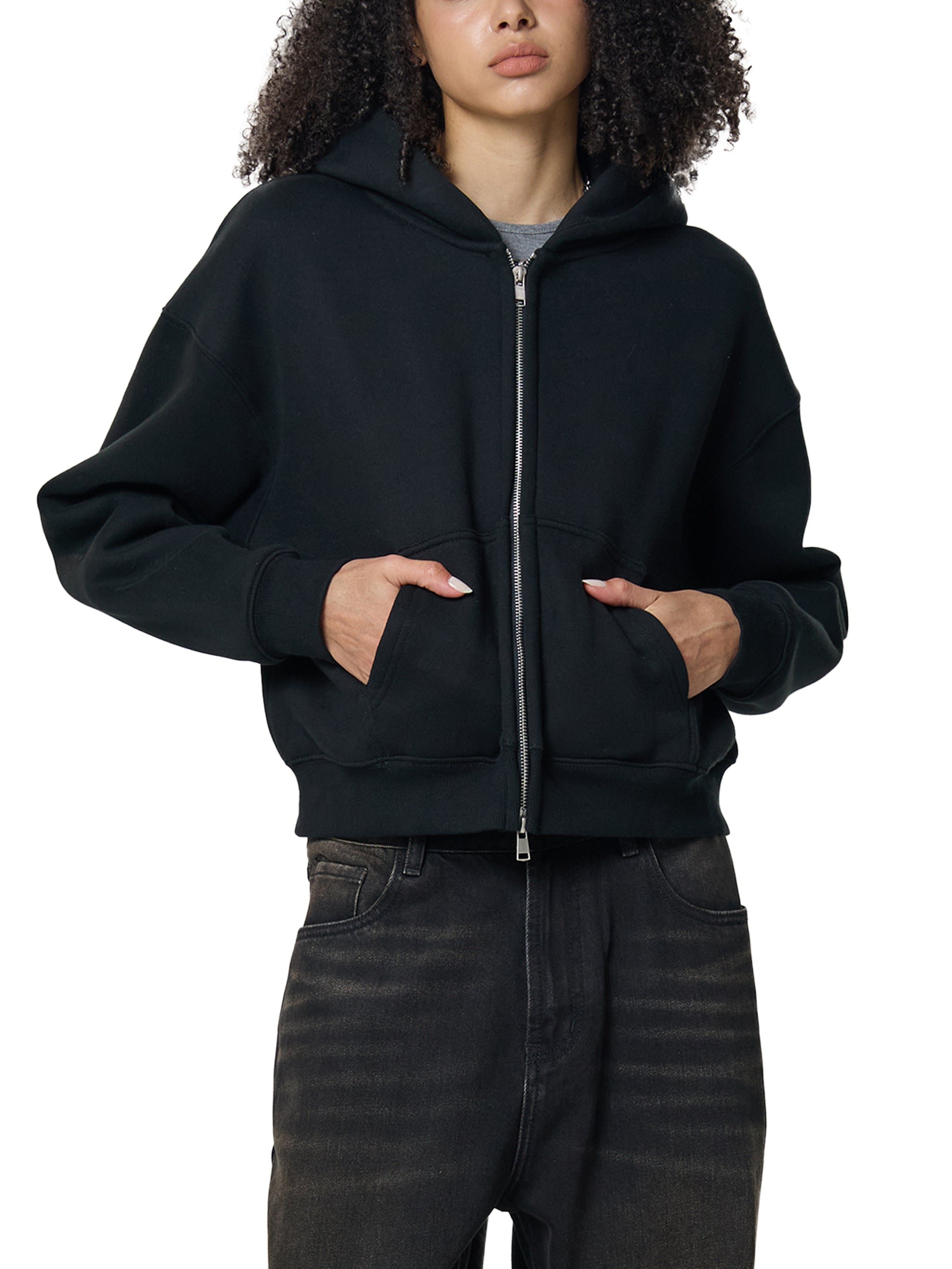 NH Fleece Women's Zip-Up Cropped Hoodie