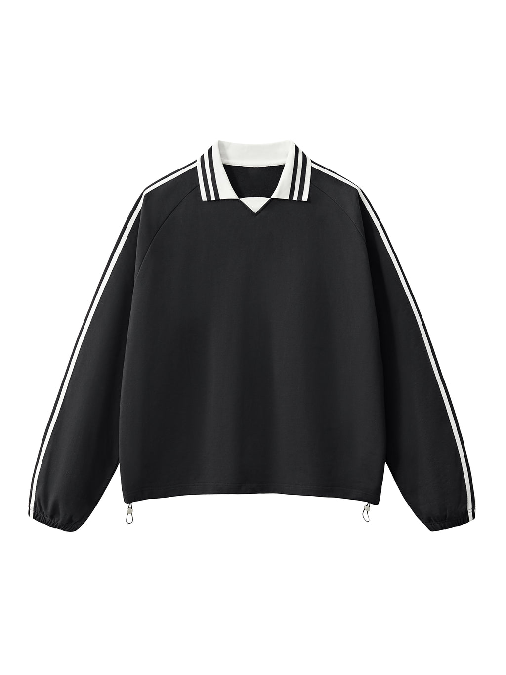 Noah Houk Contrast Striped Lapel Collar Sweatshirt