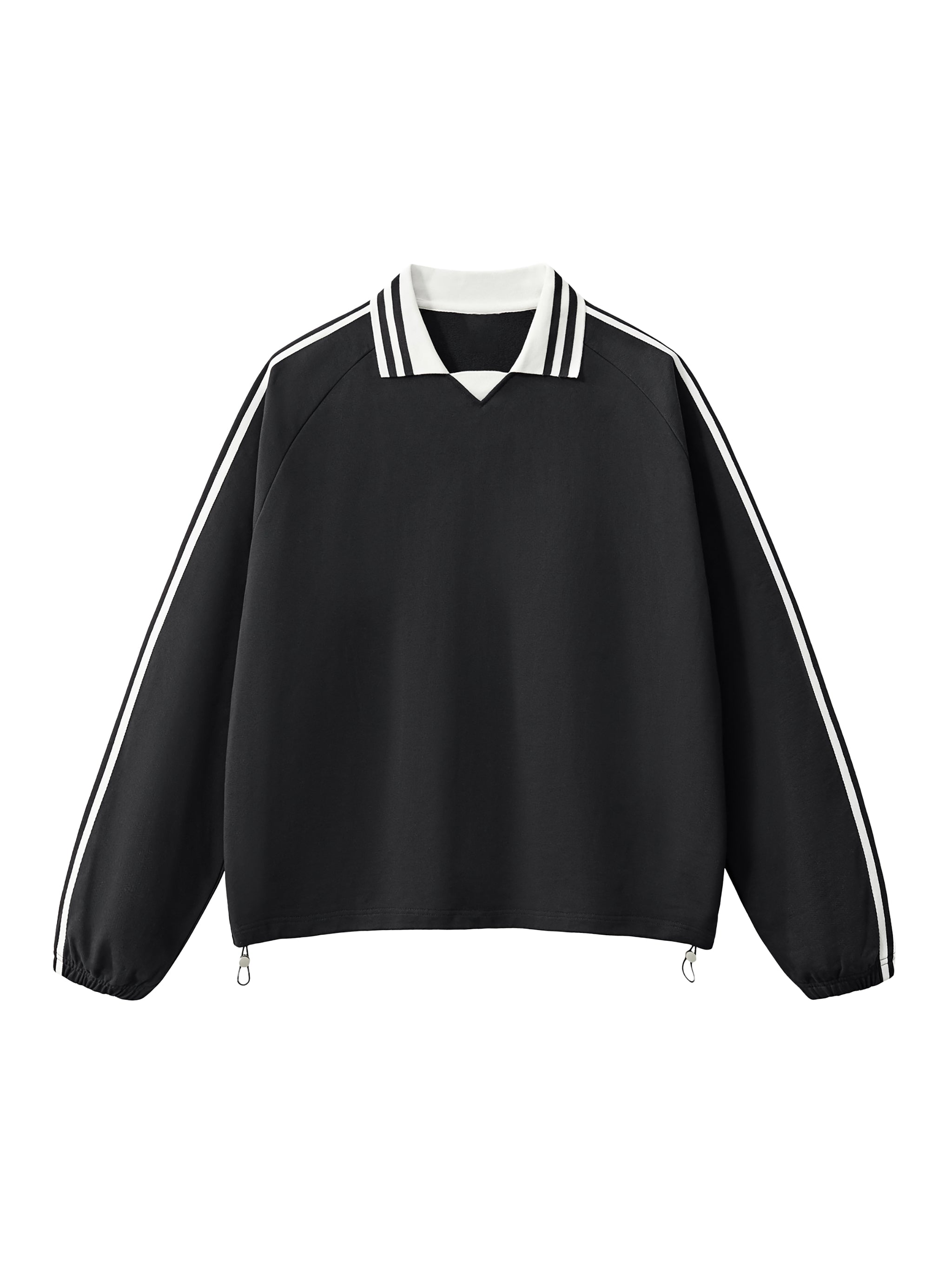 Noah Houk Contrast Striped Lapel Collar Sweatshirt