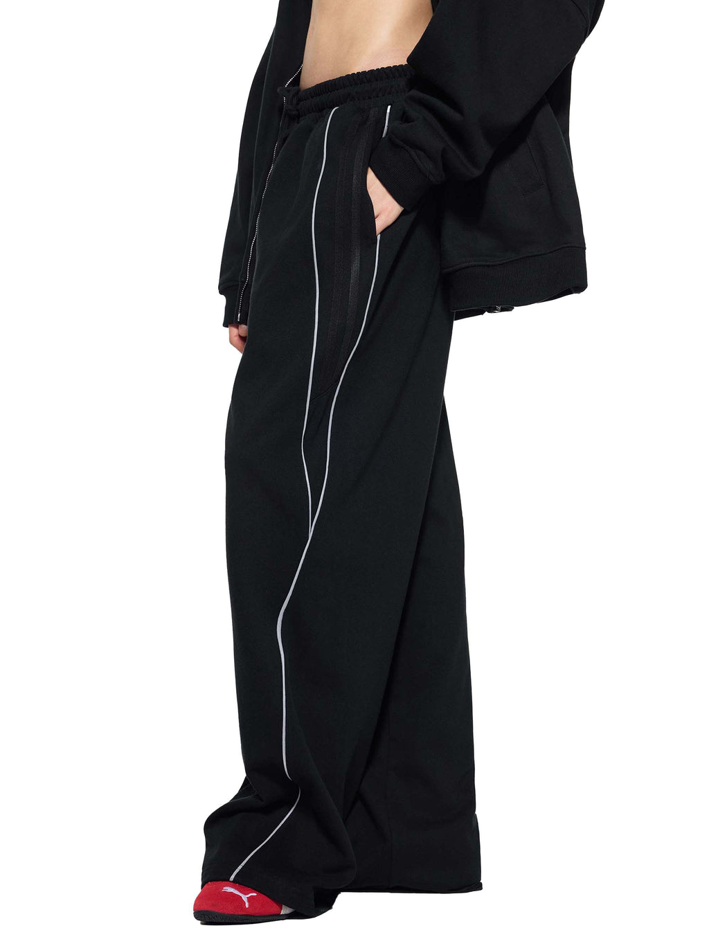 NH Clothing Reflection Striped Straight-Leg Sweatpants